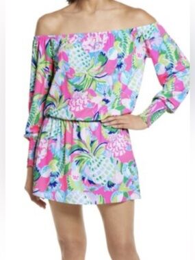 Lilly Pulitzer Pink, Green & Blue Tropical Print Dress